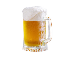  cold mug of beer isolated on transparent background