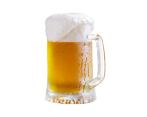  cold mug of beer isolated on transparent background