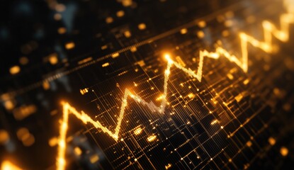 Abstract glowing chart depicting upward and downward trends