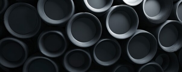 Dark Gray Cylindrical Forms: Abstract Minimalist Composition