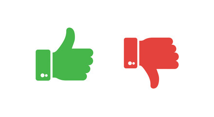 Thumbs Up and Thumbs Down Icons Representing Approval and Disapproval Feedback