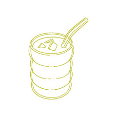 Original hand-drawn glass cup drink illustration for posters, cards, cafe menus, and graphic design.