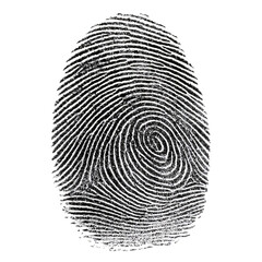 Fingerprint identification unique identity crime scene investigation isolated on transprint background