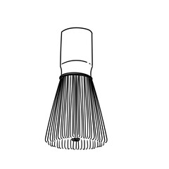 Original hand-drawn illustration of a Matcha bamboo whisk, a brush for preparing Japanese Matcha green tea for posters, cards, cafe menus, and graphic design.