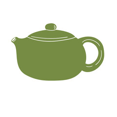 Original hand-drawn teapot illustration for posters, cards, cafe menus, and graphic design.