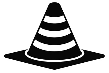 Black Traffic Cone with White Stripes Iconographic Safety and Construction Symbol