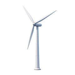 Illustrative depiction of a modern wind turbine standing tall against a clear blue sky for renewable energy themes Transparent background or png