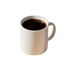 Obraz premium Freshly Brewed Coffee in a White Ceramic Mug with Dark Liquid and Smooth Surface for Cozy Atmosphere Transparent background or png