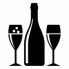 wine bottle and glass