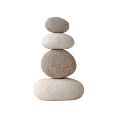 Fototapeta premium Balanced Arrangement of Smooth River Stones in Varied Tones and Sizes for Natural Decor and Meditation Transparent background or png