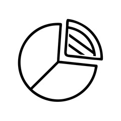 Simple Black Pie Chart Icon in Silhouette Style Isolated on White Background – Minimalistic Data Visualization Symbol for Infographics, Analytics, Business Reports, and Web UI Design