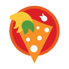 bbq chicken pizza delicious fast food item color vector illustration on white background