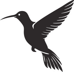 Obraz premium hummingbird, black and white, simple, minimalist, vector graphic, silhouette, iconic, geometric, stylized 