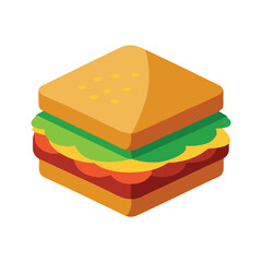 blt sandwich delicious fast food item color vector illustration on white background