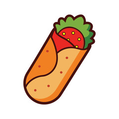 chicken shawarma wrap delicious fast food item color vector illustration on white background