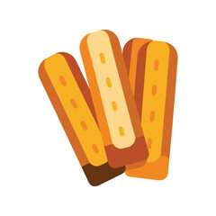 french toast sticks delicious fast food item color vector illustration on white background
