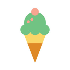 ice cream cone delicious fast food item color vector illustration on white background