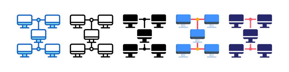 Computer Network Multiple Style Icon Set Collection.