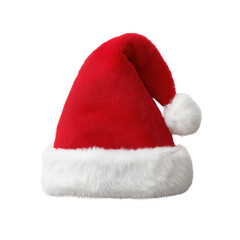 Classic Red Santa Hat with White Fur Trim for Holiday Season and Christmas Celebrations Transparent background or png