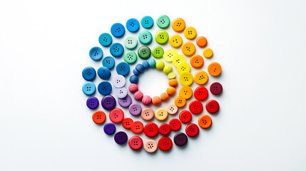 Colorful Buttons Arranged in a Circular Rainbow Pattern