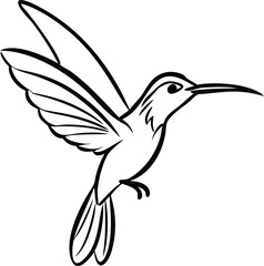 Obraz premium hummingbird, silhouette, black and white, vector graphic, simplified design, minimalist illustration, clean lines, stylized bird, nature, wildlife, digital art 