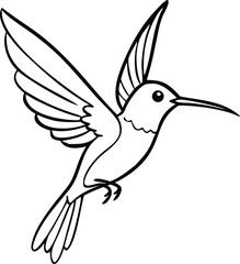 Obraz premium hummingbird, silhouette, black and white, vector graphic, simplified design, minimalist illustration, clean lines, stylized bird, nature, wildlife, digital art 