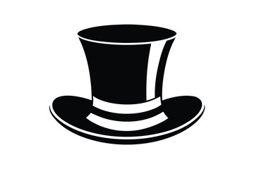 Silhouette of Black Top Hat with Ribbon for Magician Costume Symbol