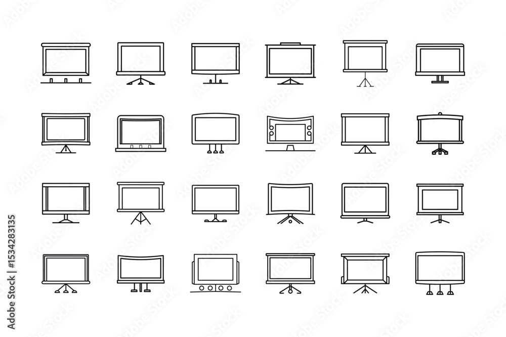 Fototapete Collection of Presentation Screen Icons Projector Screens Computer Monitors and Display Boards collection diverse