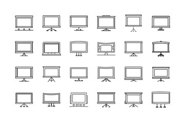 Collection of Presentation Screen Icons Projector Screens Computer Monitors and Display Boards collection diverse