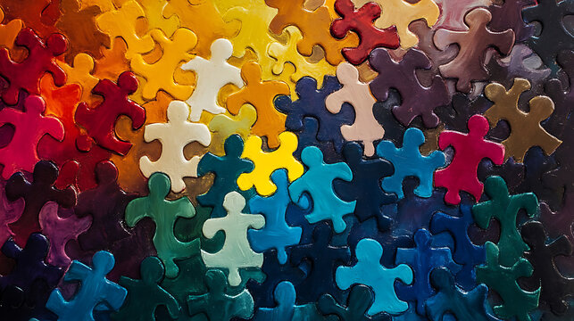 Vibrant Puzzle Pieces Arranged in a Circular Pattern