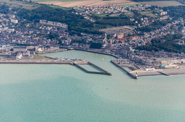 vue aérienne de Le Tréport en France