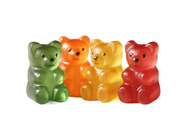 [Transparent Background PNG]Colorful Gummy Bears on White Background