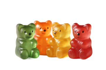 [Transparent Background PNG]Colorful Gummy Bears on White Background