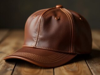 Fototapeta premium Brown Leather Baseball Cap Fashion Accessory