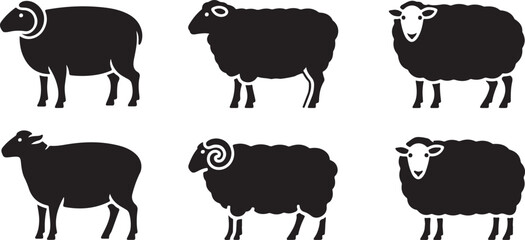 sheep animal silhouette vector art illustration isolated on transparent background