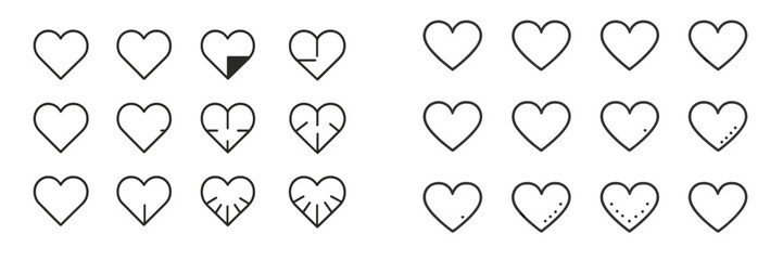 Creative vector illustration of various heart designs in flat style ideal for digital art and love-themed projects