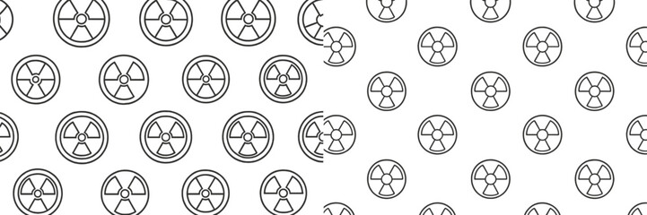 Pattern of simple vector illustrations depicting radiation symbols on a white background for safety and awareness themes