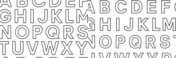 Flat vector illustration featuring bold, outlined uppercase alphabet letters arranged in a creative pattern suitable for educational and artistic uses