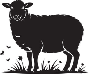 sheep animal silhouette vector art illustration isolated on transparent background