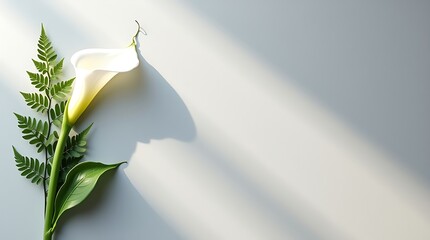 Minimal ivory canvas background with floral accents on the left, soft shadows, and a clean center for text or branding.