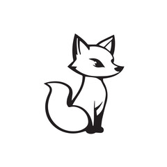 Vector art of a stylized fox sits, isolated on white background, a vector illustration