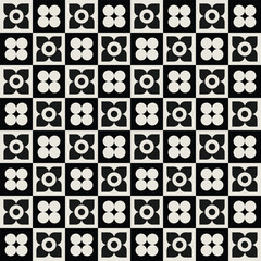 Mid century modern floral geometric pattern in black and white. Graphical illustration for a unique textiles and home décor.	
