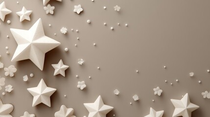 White Star Shaped Cookies on Beige Background