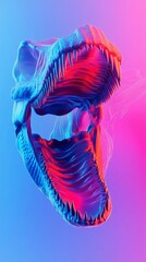 Neon Tyrannosaurus Rex Skull Prehistoric Predator in Vibrant Colors