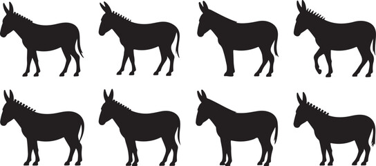 donkey illustration, donkey silhouette vector, donkey silhouette on transparent background, donkey silhouette isolated on white