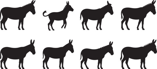 donkey illustration, donkey silhouette vector, donkey silhouette on transparent background, donkey silhouette isolated on white