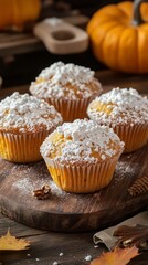 Delicious Pumpkin Spice Muffins with Powdered Sugar Topping