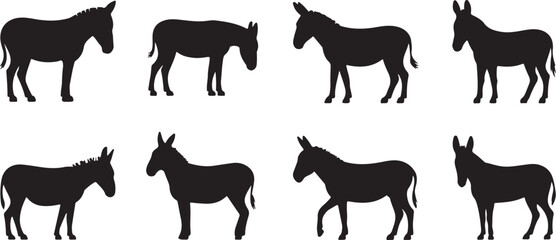 donkey illustration, donkey silhouette vector, donkey silhouette on transparent background, donkey silhouette isolated on white