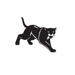 Vector art of a sleek black panther poised to pounce, isolated on white background
