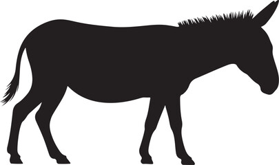 donkey illustration, donkey silhouette vector, donkey silhouette on transparent background, donkey silhouette isolated on white